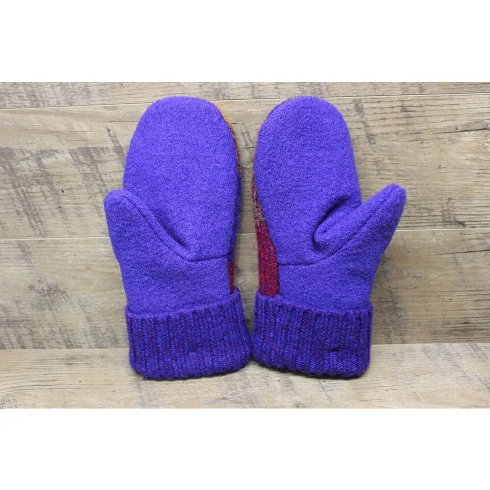Handmade Wool Sweater‎ Mittens Women’s Size Fleece Lined Upcycled Winter Gloves